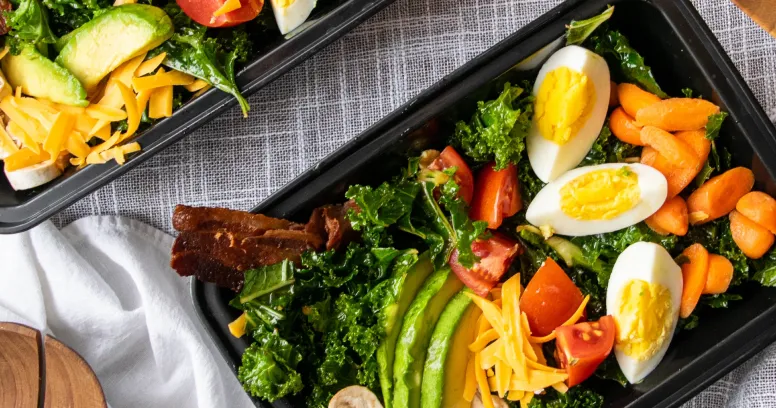 Healthy Cobb salad meal during 12-hour intermittent fasting eating window