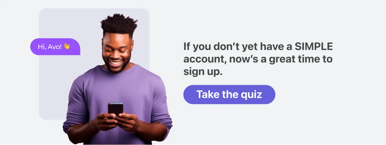 Take Simple's quiz to access Avo AI chatbot for personalized nutrition and
weight loss support