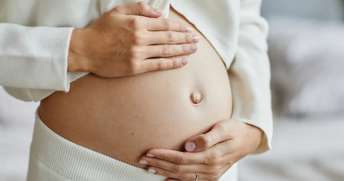 Pregnant woman balancing baby preparation and nutrition health during pregnancy