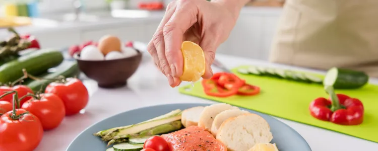 Salmon and vegetables MIND diet meal paired with intermittent fasting for brain health and weight loss