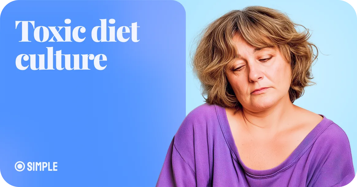 Toxic diet culture illustration showing harmful dieting behaviors and negative body image messaging